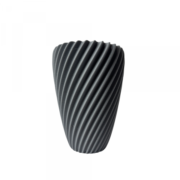 The Dune Vase, a modern 3D printed pot with a swirl texture, shown on a white background.