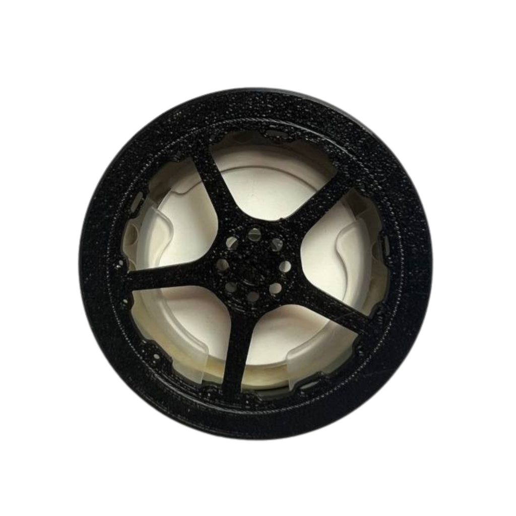 BUCCO G-Games Air Spencer Cap attached to a car A/C vent showing an aggressive split-spoke wheel design