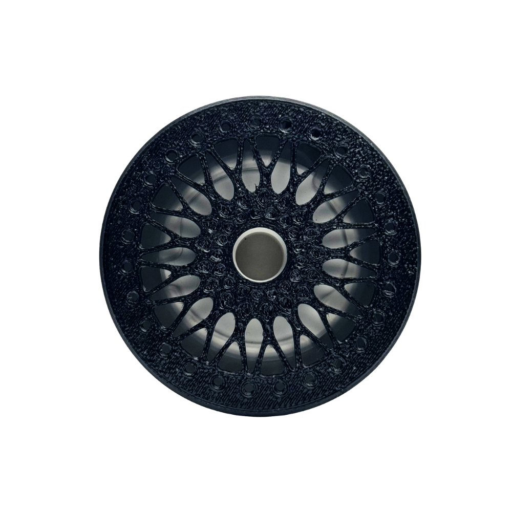 BUCCO BBS RM Air Spencer Cap attached to a car A/C vent showing a classic mesh wheel design