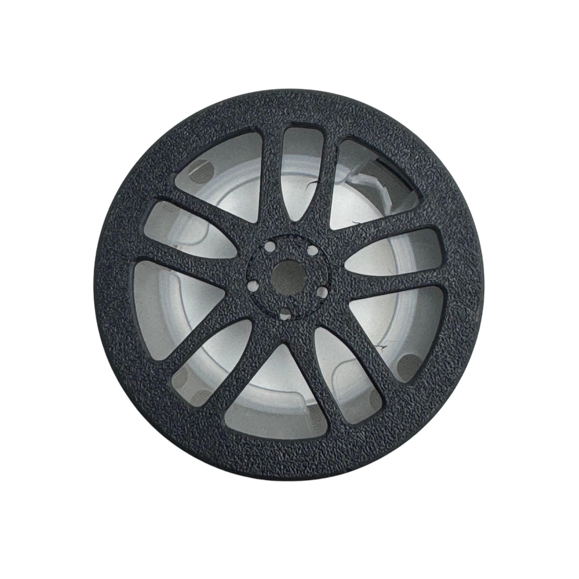 BUCCO Work Emotion Air Spencer Cap attached to a car A/C vent showing an aggressive tuner wheel design